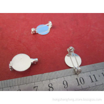 Silver Color Small Metal Round Brooch Pin Base